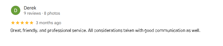 Recommendation notice of the debris and waste collection service, highlighting good communication and efficiency.